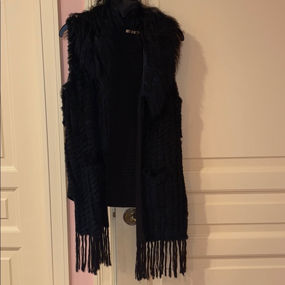 La Fiorentina Black Genuine Rabbit Fur Vest